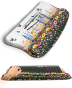Ergonomic Wave Wrist Rest with Keyboard Stand, Cushioned Palm Rest, Comfortable Integrated Memory Foam for Natural Typing and Relieve Wrist Pain, Flowers and Butterflies by KUOSGM