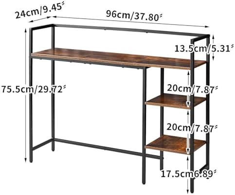 IBUYKE Desk Shelf,Computer Desktop Bookcase,37.8 Inch Multipurpose Wood Desk Hutch Bookshelf for Computer,4 Tier Desk Organizer for Office Home Dormitory,Brown TMZ005H - Image 3