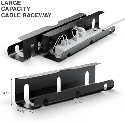 Qiyuan Under Desk Cable Management Tray, 2-Pack No-Drill 16" Cord Organizer - Image 5