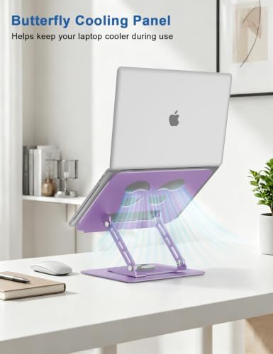 Aoviho Adjustable Laptop Stand for Desk - 360° Rotating Laptop Riser, Ergonomic Computer Stand Foldable Holder Compatible with MacBook Pro/Air, HP, Dell, Lenovo and Tablets Up to 16", Purple - Image 5