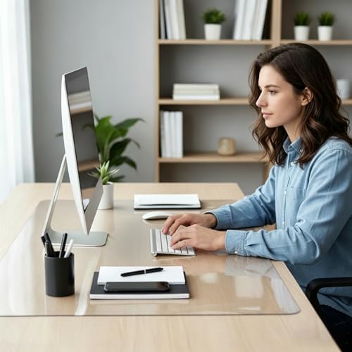 23"x53" Clear Desk Mat with Round Edge - Ergonomic Desk Protector, Crystal Clear, Dry Erase Surface, Ideal Table Top Protector for Home & Office 2.5 mm - Image 2