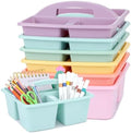 gisgfim 6 Pack Classroom Caddy with Handle Plastic Storage Caddy Organizer with 3 Compartments Desk Caddies Holder Portable Storage Bin for Pencil, Crayon, Marker, Home, Office, School Supply(Pastel) by gisgfim