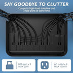 Power Strips with Cable Management Box, Surge Protector, Black - Image 3