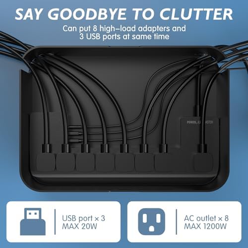 Power Strips with Cable Management Box, Surge Protector, Black - Image 3
