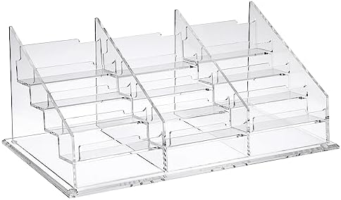 BTSKY Clear Acrylic Business Card Holder for Desk, 4 Tier 12 Pockets Business Card Stand Organizer Premium Thickened Acrylic Business Card Display Holder Name Cards Holders Fits 2.2 x 3.7 Inch by BTSKY