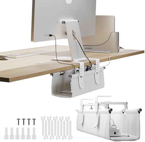 Ascrono Original Under Desk Cable Management Tray, White, 14.1" by Ascrono