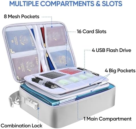 BALEINE Fireproof Document Box with Lock, Waterproof Fire Safe File Bag - Image 2