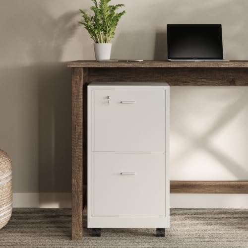 Lavish Home 2-Drawer Wooden File Cabinet with Lock, White, 16” x 27” by LavishHomeCollection