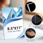 DECOHOBO 18 Pack Acrylic Sign Holder 8.5 x 11, Clear Plastic Display Stands for Tabletop, L-Shape Acrylic Stands for Flyers, Documents, Office, Restaurants, Vertical Sign Holder 8.5x11 for Desktop - Image 5