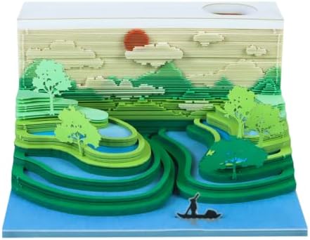 3D Memo Pad, 3D Calendar 2027, Time Piece Calendar, Tear-Off Calendars 2027, 3D Paper Carving Art Memo Pad, Art Carving Sticky Notes for Office Home Gifts Ornaments (Yunjian Terraced Fields) by JCSY