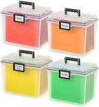 IRIS USA WeatherPro Portable File Box Organizer, 19 Qt. 4-Pack, Clear by IRISUSA