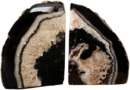 Agate Rock Bookend Heavy Duty Healing Crystal Stone Book Holders Decorative by AMOYSTONE%C2%AE