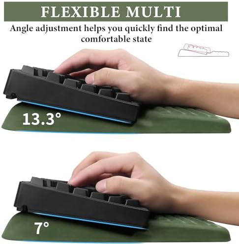 Sage Green 3-Piece Ergonomic Desk Mat Set, Memory Foam Keyboard Wrist Rest - Image 3