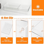 Criusia 18 Pcs Large Size Clear Drawer Organizer Set, Acrylic Non Slip Non Cracking Kitchen Drawer Storage Tray Divider, Multifunctional Storage for Cosmetics, Bathroom, Tools, Kitchen and Office - Image 3