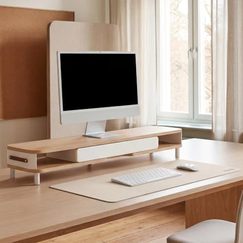 Fenge Desk Pad Mat for Home & Office, 31.5” x 15.7”, Ivory White - Image 6