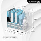 SUPEASY Desk Organizers Metal Desk Magazine File Holder with 5 Vertical Compartments Rack File Organizer for Office Desktop, Classroom, Home Workspace, White Plus - Image 3