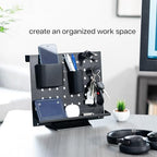 VIVO Steel Freestanding Desktop Pegboard, Cute 12 x 10 inch Peg Board with Accessories, Optional Wall Mounting, Black, PP-DK04F - Image 4
