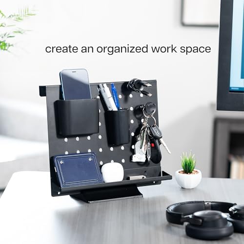VIVO Steel Freestanding Desktop Pegboard, Cute 12 x 10 inch Peg Board with Accessories, Optional Wall Mounting, Black, PP-DK04F - Image 4