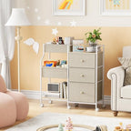 Modanais Baby Diaper Caddy Organizer Rolling Cart with Drawers, Off White - Image 6