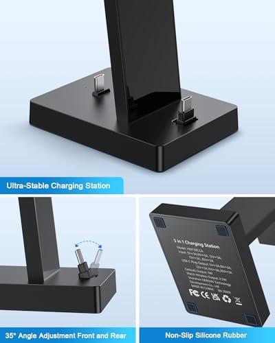 30W Fast 3 in 1 Charging Station for Apple Devices - ADADPU USB C Charger Stand for iPhone 17 16 15 Pro Max Plus & AirPods 4,Wireless Charger Dock Compatible with Apple Watch Ultra/10/9/8/7/6/5/4/3/SE - Image 6