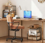 HOOBRO Printer Stand, 3-Tier Desktop Printer Table, Under Desk Printer Storage Office Organizer, Storage Rack with Adjustable Shelf, for Home Office, Kitchen, Living Room, Rustic Brown BF06PS01 - Image 6