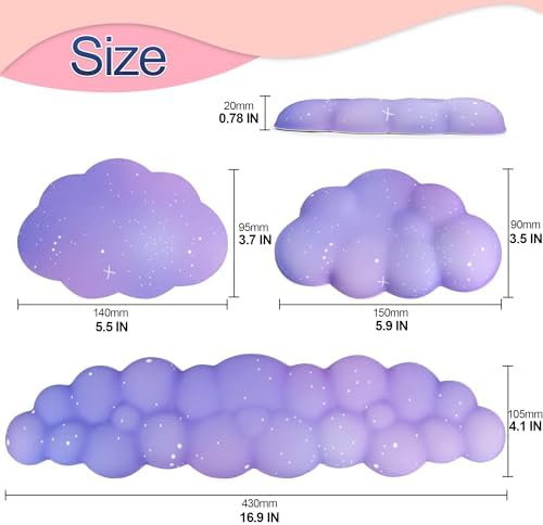 Silky Cloud Wrist Rest Set for Keyboard & Mouse, 16.9", Purple Star - Image 7