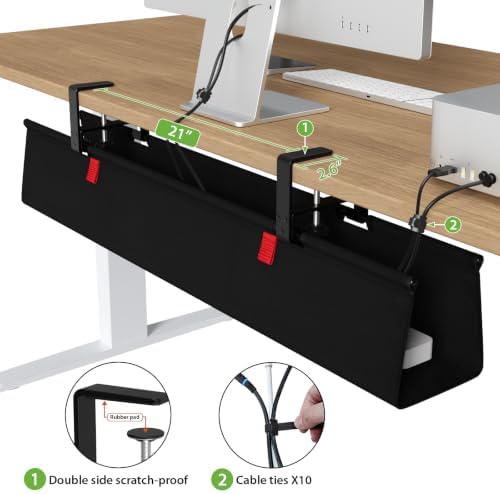 KEEGH Large No Drill Under Desk Cable Management Tray 36 in, Black - Image 4