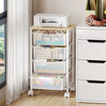 Hongtamoya Rolling Cart with Drawers, Storage Cart with Wheels Metal Rolling Drawer Cart with Lockable Wheels and Wood Tabletop Craft Storage Art Cart for Living Room Bedroom Classroom Office White by Hongtamoya