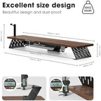 Fenge Dual Monitor Stand, Wooden Desk Shelf with Headphone & Phone Holder - Image 4