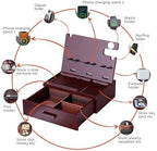 Nightstand Organizer with Drawer Built in 4 USB Quick Charger, Wood Phone Docking Station with Dual Phone Charging Station for Apple Android Phones Anniversary Birthday Gifts for Men Dad Hunsband Mom - Image 3