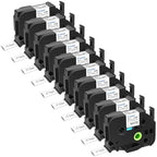 10 Pack Compatible for P-Touch HSE241 HSe-241 HS241 HS-241 17.7mm 3/4" Heat Shrink Tube Label Tape Black on White for Ptouch PT-D400AD D450 D600 PTP700 P750W H500LI 1810 1880C 2730 2030 Makers by Cruxer