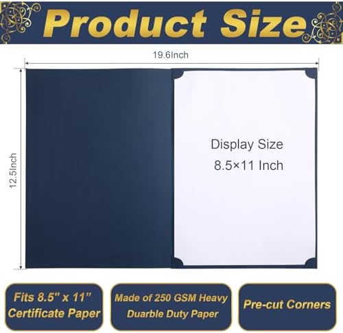 Fainne 120 Pack Certificate Holders Bulk, Diploma Covers, Navy Blue - Image 2