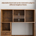 REIBII Desktop Bookshelf, 8 Shelves Desk Hutch for Dorm Room, Rustic Brown - Image 6