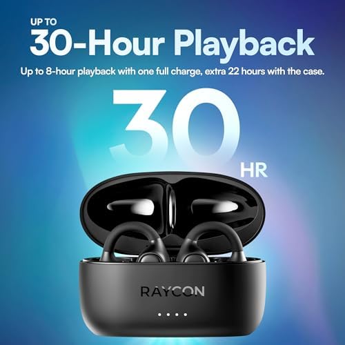 Raycon Everyday Clip On Earbuds - Open Ear Headphones, Lightweight Wireless Earbuds Bluetooth, Sweat & Water Resistant Earphones, Clip Earbuds with Buttons, 30 Hours Battery Life (Carbon Black) - Image 4