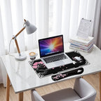 Cherry Blossom Desk Mat Set Oriental Black Zen Art Mouse Pad with Wrist Rest 4in1 Desk Mat for Desktop Ergonomic Computer Desk Arm Wrist Anti-Slip Computer Ergonomic Mouse Pad Home Office Gaming - Image 7