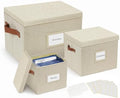 3-Pack Multi-Size Storage Boxes for Documents - Beige by Hiwhy