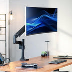 VIVO Premium Aluminum Tall Extended Monitor Arm for Ultrawide Monitors up to 49 inches and 33 lbs, Single Desk Mount Stand, Pneumatic Height Adjusting, Max VESA 100x100, Black, STAND-V101GT - Image 2