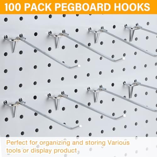 Shimeyao 100 Pcs Peg Board Hooks Stainless Steel Pegs,6 Inch,Silver - Image 5