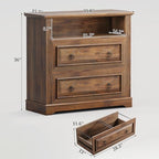 Itaar 2 Drawer File Cabinet, Farmhouse Filing Cabinet for Home Office Fits Letter, Legal, A4 Size, Wood Lateral File Cabinet with Printer Stand, Storage Shelf, Brown - Image 2