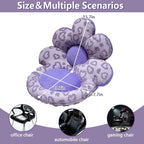 Flower Chair Cushion with Backrest Comfortable Office Chair Pad Student Dormitory Seat Cushion for Sedentary Group Home Decor (Purple, OneSize) - Image 2