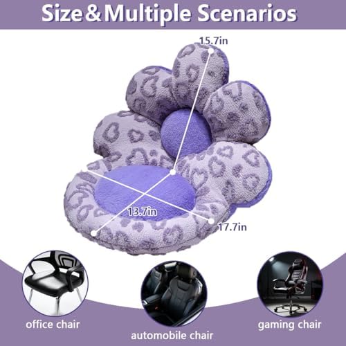 Flower Chair Cushion with Backrest Comfortable Office Chair Pad Student Dormitory Seat Cushion for Sedentary Group Home Decor (Purple, OneSize) - Image 2