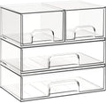 Criusia Stackable Storage Drawers, 4 Pack Clear Plastic Makeup & Bathroom Organizer, Versatile Storage Bins for Vanity, Under Sink, Kitchen Cabinets & Pantry by Criusia