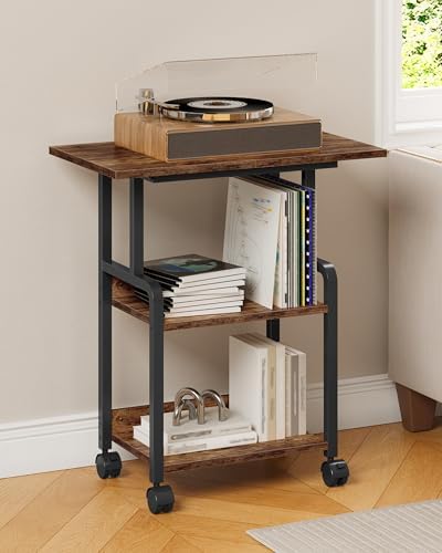 CHOEZON 23.6-in Printer Stand with Storage, 3-Tier Printer Table for Home Office, Printer Cart Under Desk Storage, Suitable for Study, Kitchen, Living Room, Rustic Brown and Black TPS02BF - Image 2