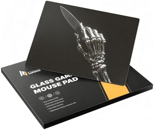 Glass Gaming Mouse Pad, 5.0 Nano Etched Surface, Custom PU Non Slip Base, Esports Level Speed & Precision, Tempered Glass, Waterproof & Durable, 410mm*310mm Multi-Use Sizes (Skeleton Hand) by Unknown