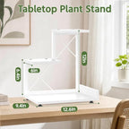 LASZOLA Plant Stand Indoor Tabletop Shelf Small for Desk, Wooden White - Image 2