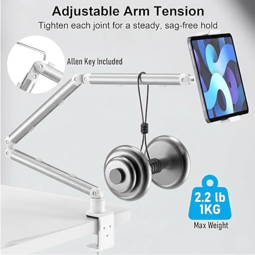 iPad Holder For Desk, Adjustable Tablet Arm iPad Desk Mount with C-Clamp - Image 3