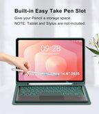Touch Keyboard Case for Samsung Galaxy Tab S11 Ultra 14.6 Inch 2025, Galaxy Tab S11 Ultra Case Keypad with Precise Trackpad, Backlit Keyboard Cover with S Pen Holder for Samsung Tablet 14.6'', Green - Image 7