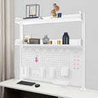 Desktop Bookshelf Clamp On Desk Shelf with Each Tier Load Capacity(16.53 Lbs) Multipurpose Clip-On Desk Organiser Desktop Organizer Bookshelf Storage Shelves for Study Rooms, Bedrooms(White) - Image 5