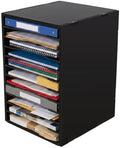 Vertical Desktop Sorter, 11-Layer Stackable Paper Tray for Office Home School Desk Literature Organizer File Holder Document Storage Rack 10.6 * 11.8 * 15.7inch, Black by LIYUANJUN