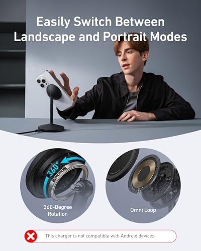 Anker MagSafe Charger, MagGo Qi2 15W 360-Degree Wireless Charger Stand - Image 5